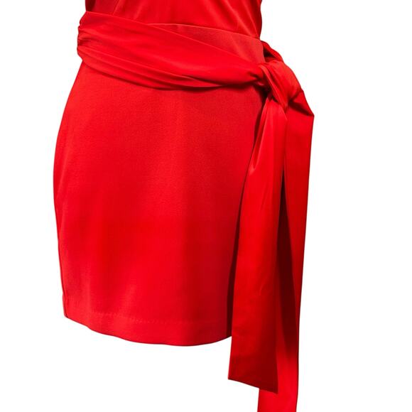 NBD Revolve Jasper Mini Dress Size SMALL One Shoulder Red Orange Sash Bow - Picture 7 of 12